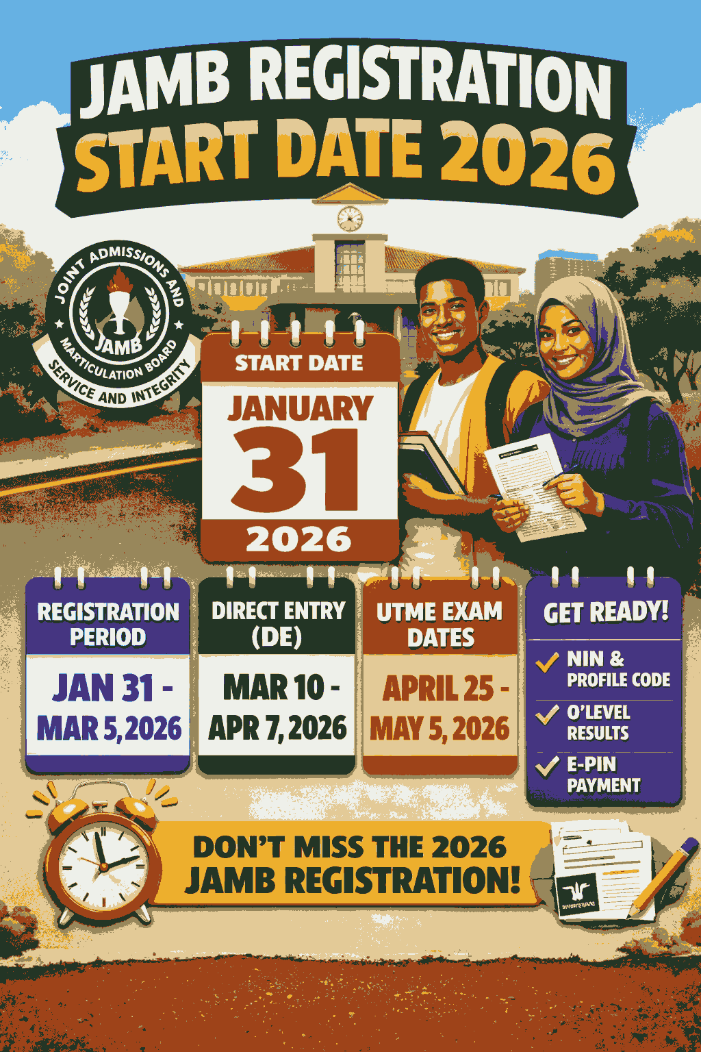 Jamb Registration Start Date 2026